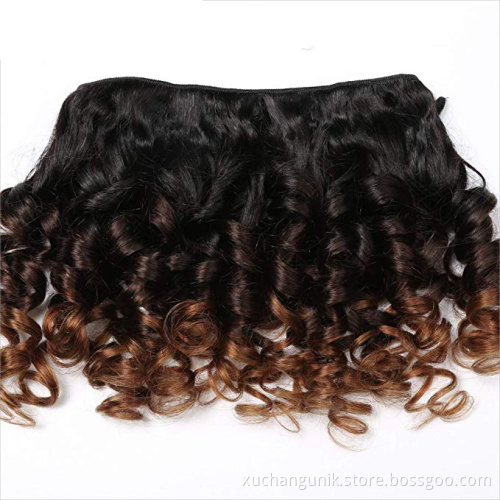 Uniky Factory Price Human Hair Bundles 1B/4/30 Colored Hair Bundles With Closure Bouncy Curly Hair Weaving For All Women